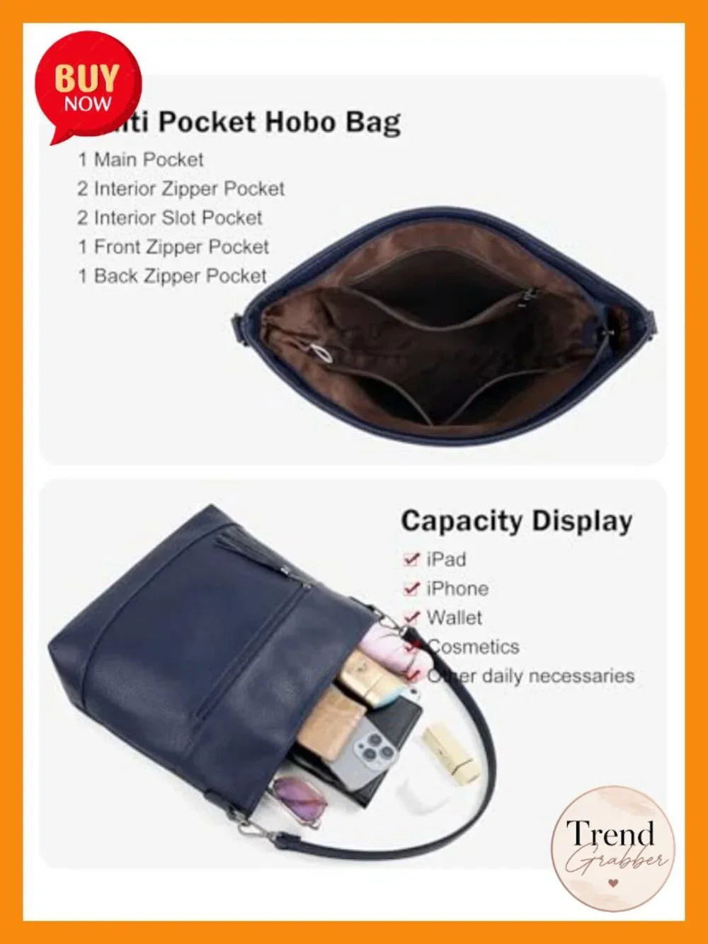 Faux Leather Hobo Crossbody Bag, 2-in-1 Convertible Purse with Shoulder Strap,